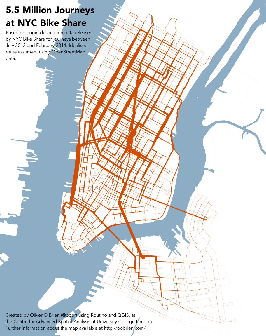 5.5 Million Journeys at NYC Bike Share - Suprageography